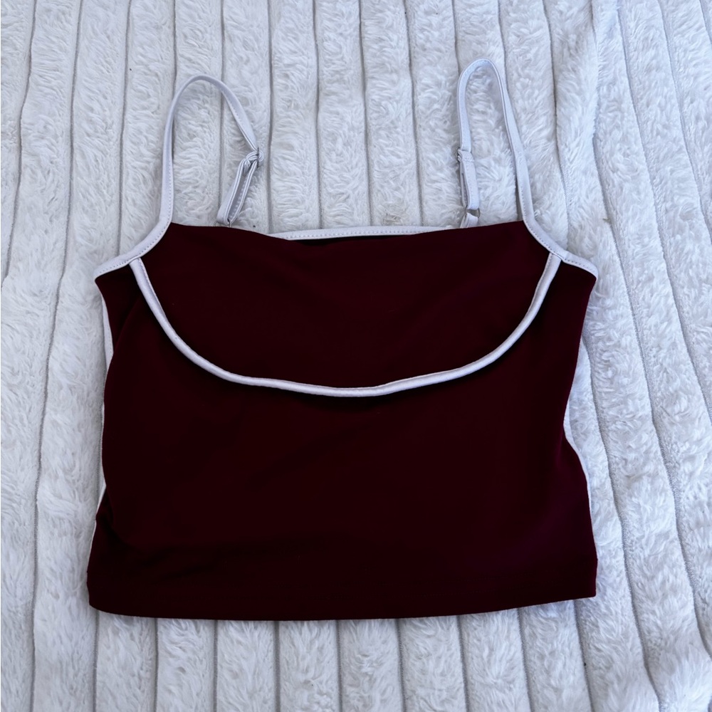 SHEIN Burgundy Camisole with White Trim